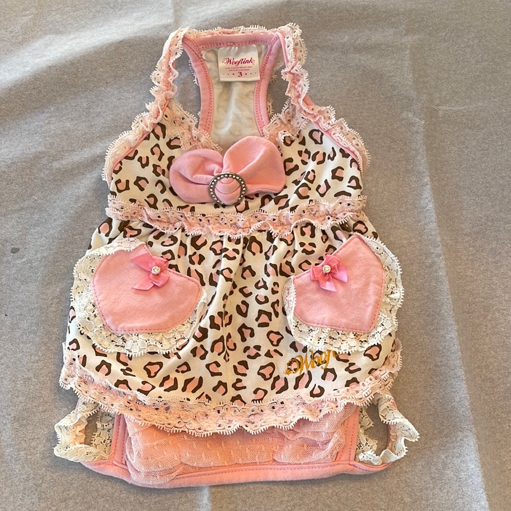 Wooflink pink and brown cheetah onesie